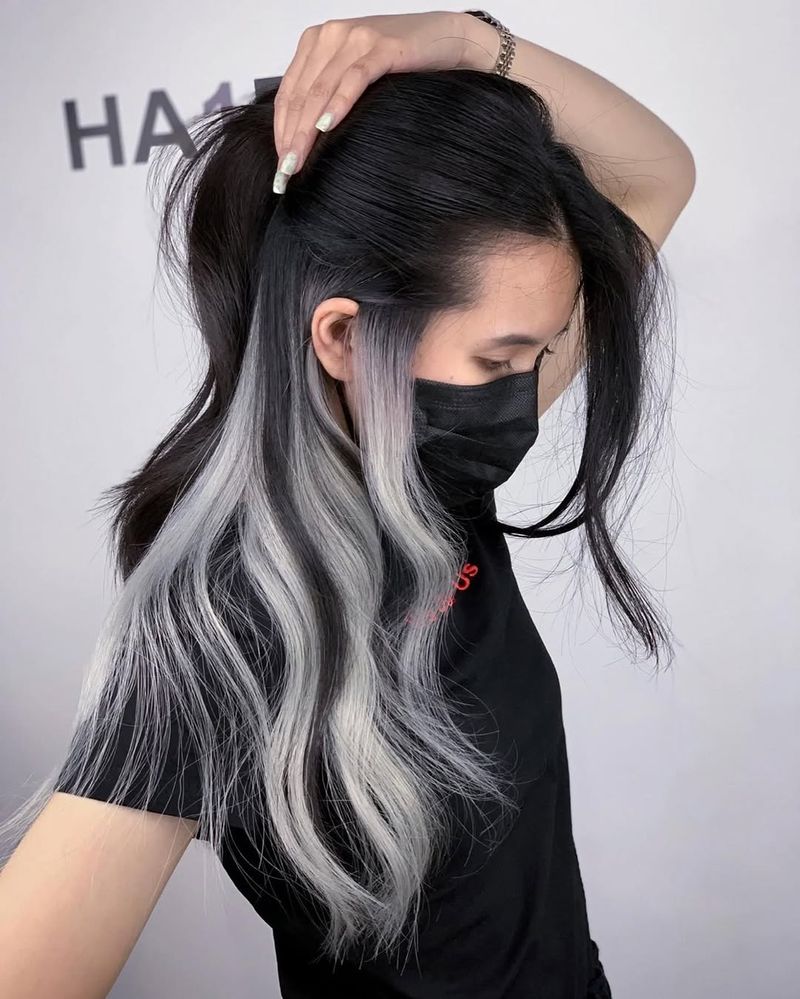 24. Jet Black and Silver Peekaboo Highlights