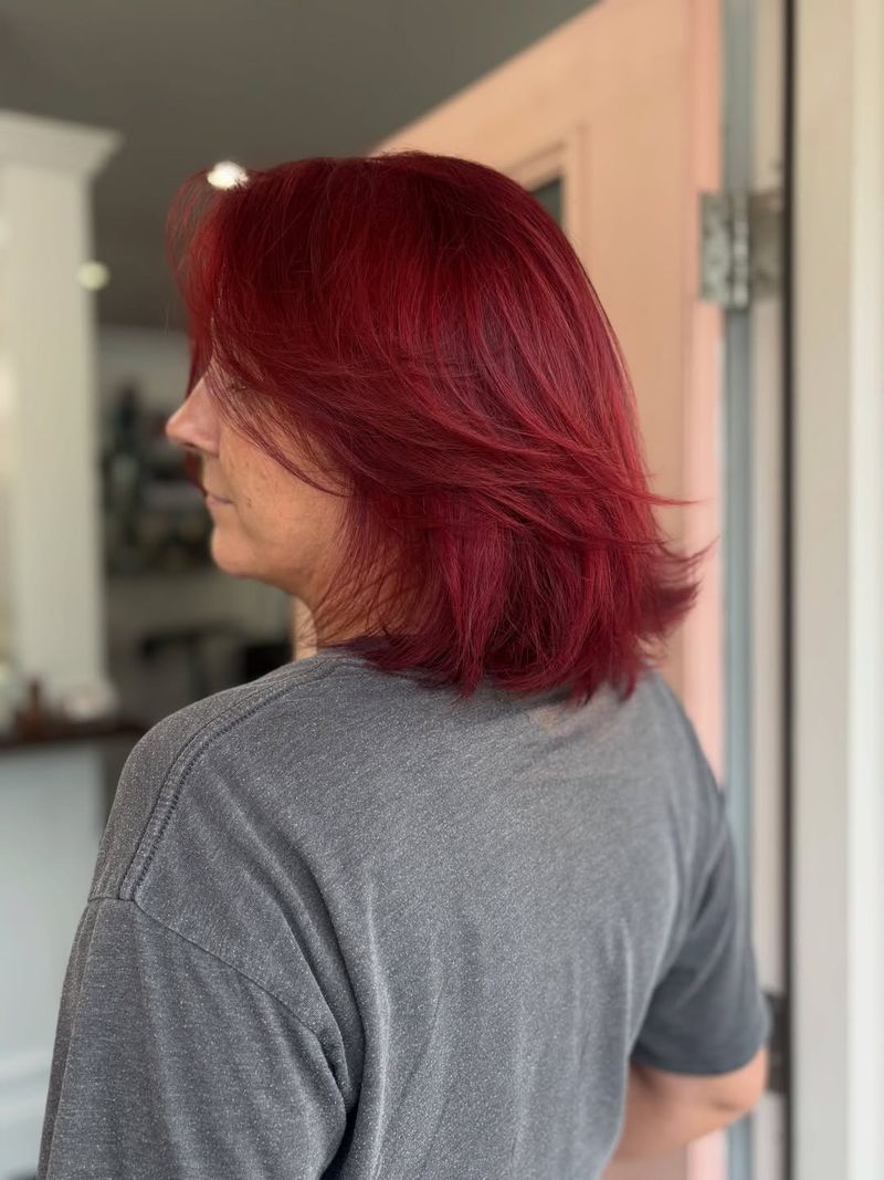 16. Layered Velvet Red Bob