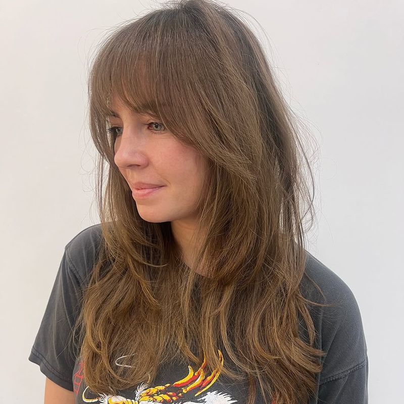 41. Long Chestnut Layers with Feathered Fringe