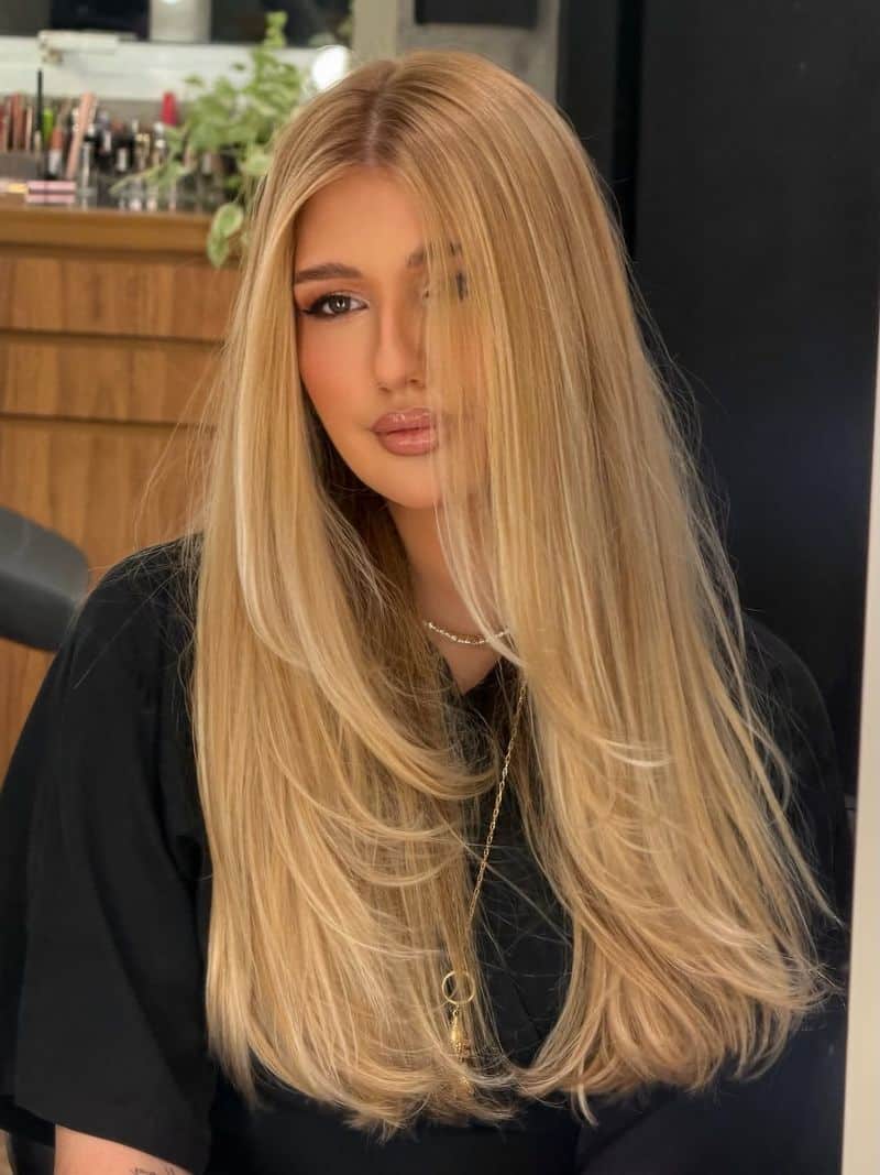 36. Long Layered Honey Vanilla Blowout