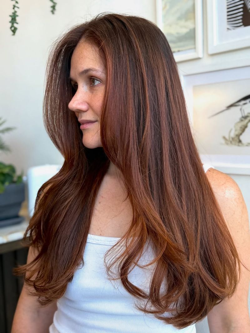 2. Long Layered Mahogany Tones