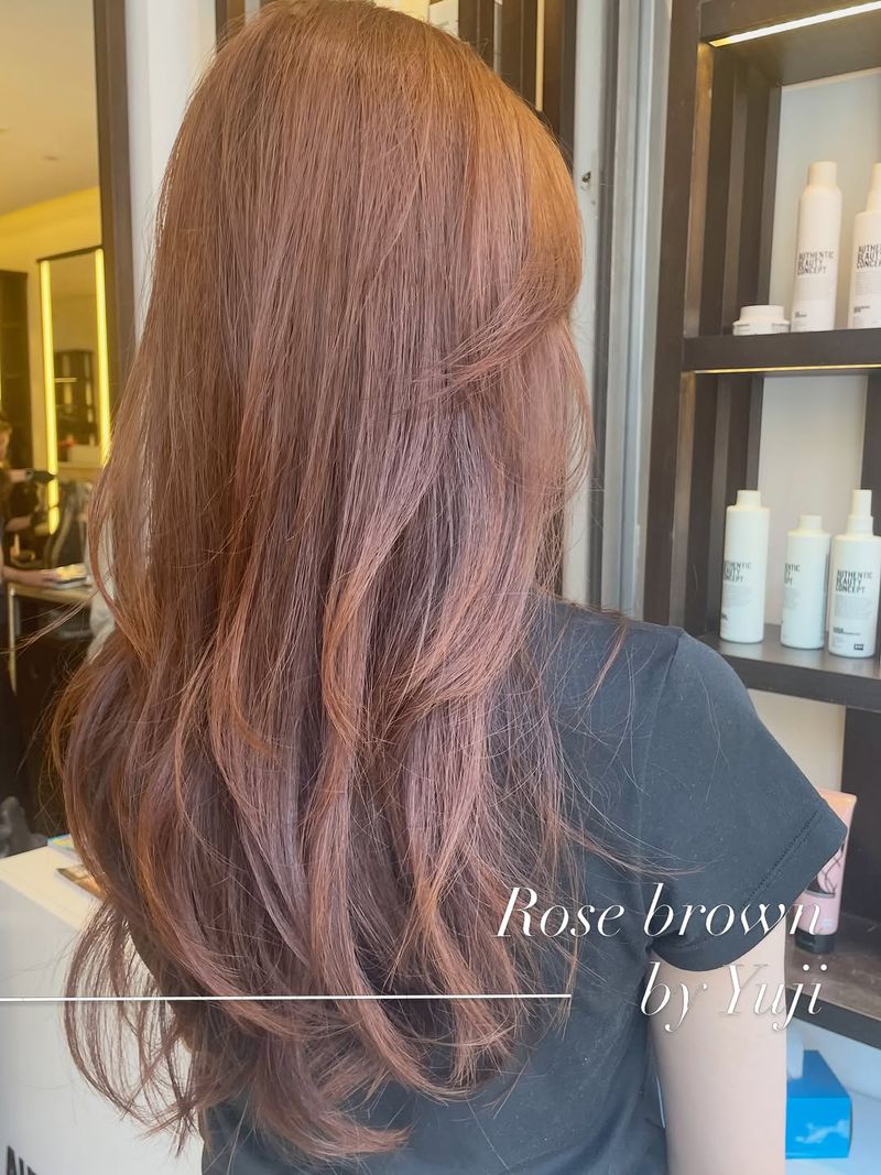 25. Long Layered Rose Brown Waves