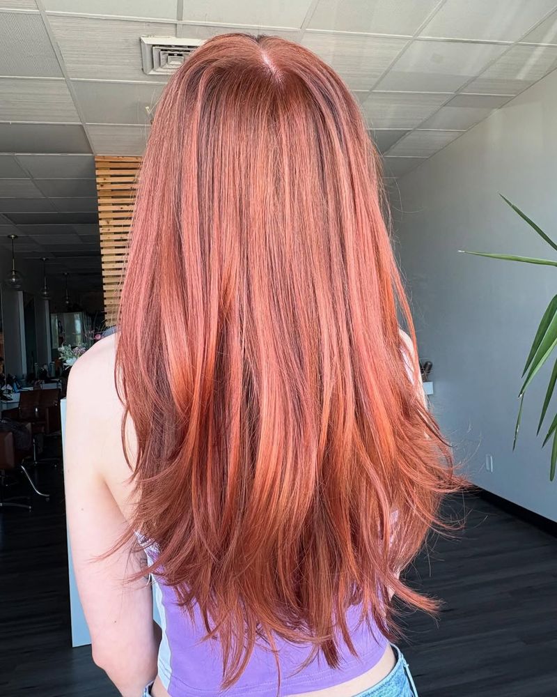 27. Long Layered Strawberry Copper Waves