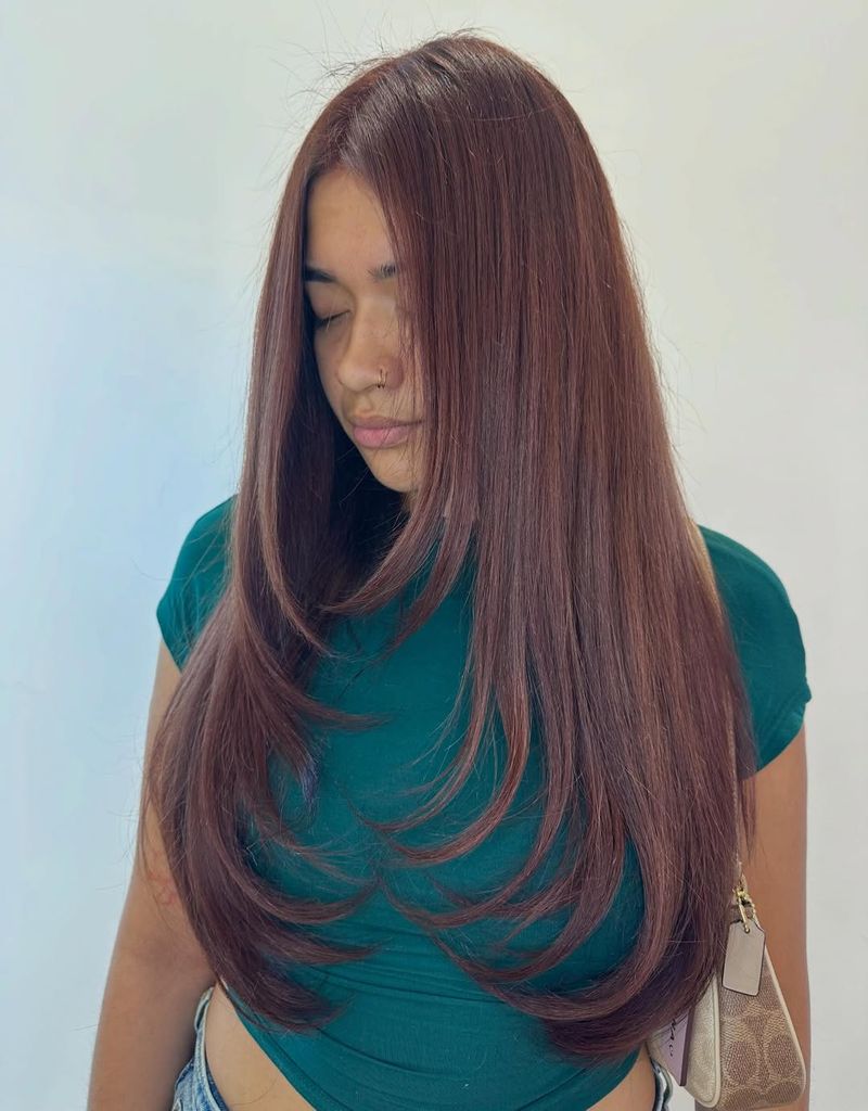 36. Long Layers with Auburn-Tinged Hazelnut