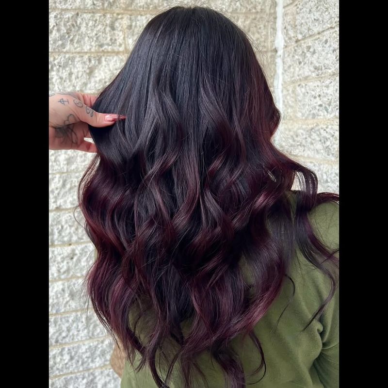 32. Long Merlot Waves with Dark Roots