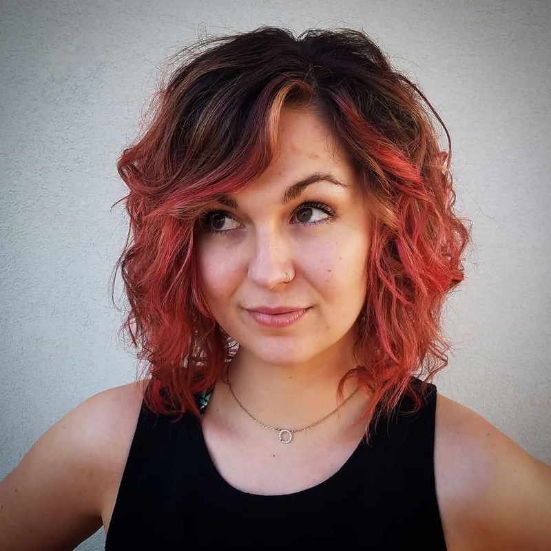 58. Magenta Peekaboo Lob with Deep Side Part