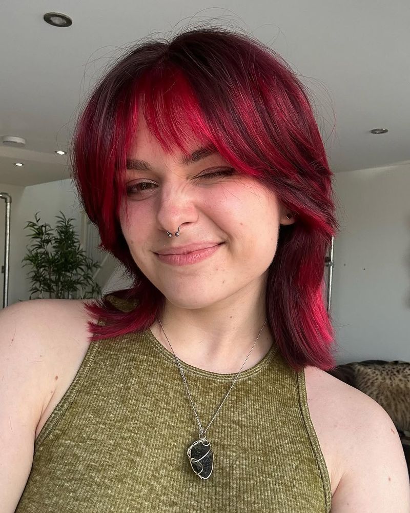 5. Magenta Shag with Piecey Fringe
