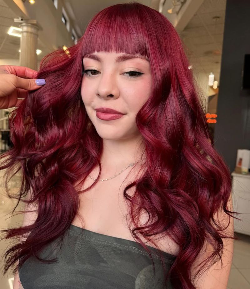 10. Magenta Waves with Micro Bangs