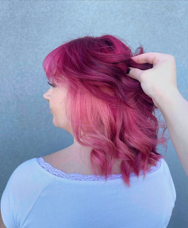 16. Magenta and Bubblegum Layered Lob