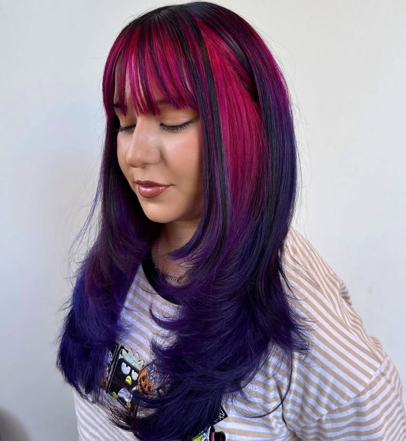 6. Magenta and Deep Violet Layered Cut