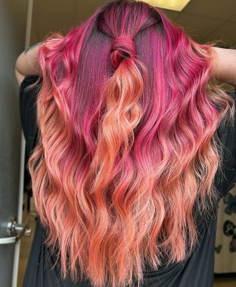 36. Magenta and Peach Half-Up Melt
