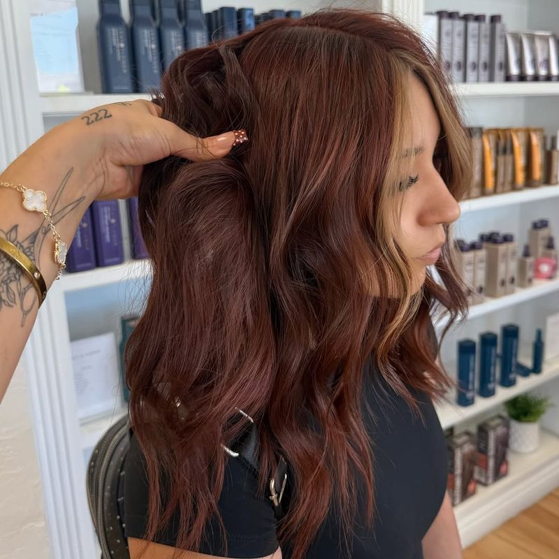25. Mahogany Waves with Honey Blonde Framing