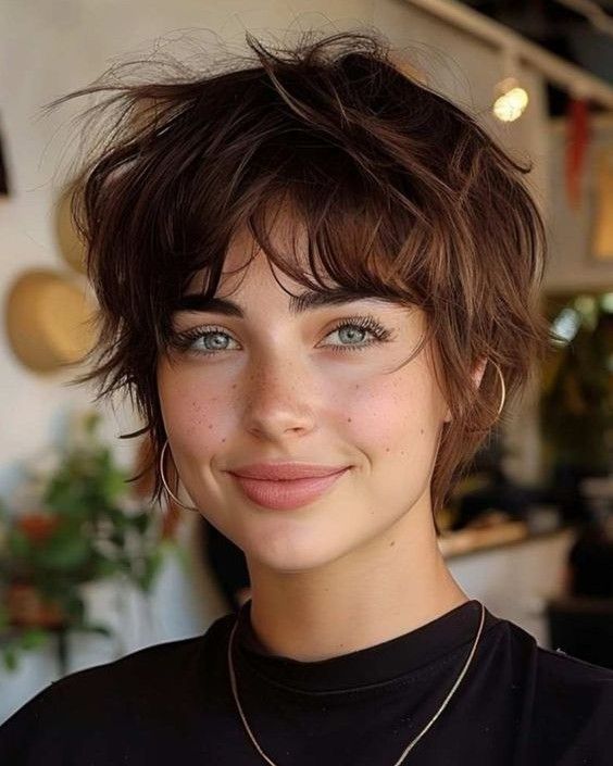 6. Messy Pixie with Feathered Fringe