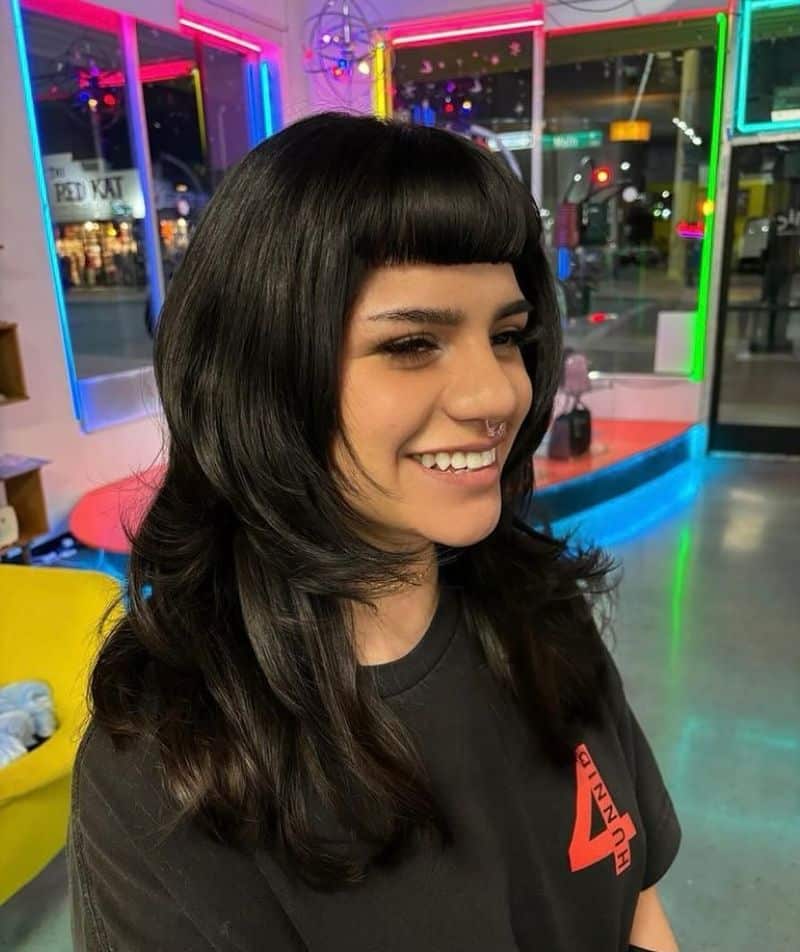 7. Micro Bangs and Choppy Shag