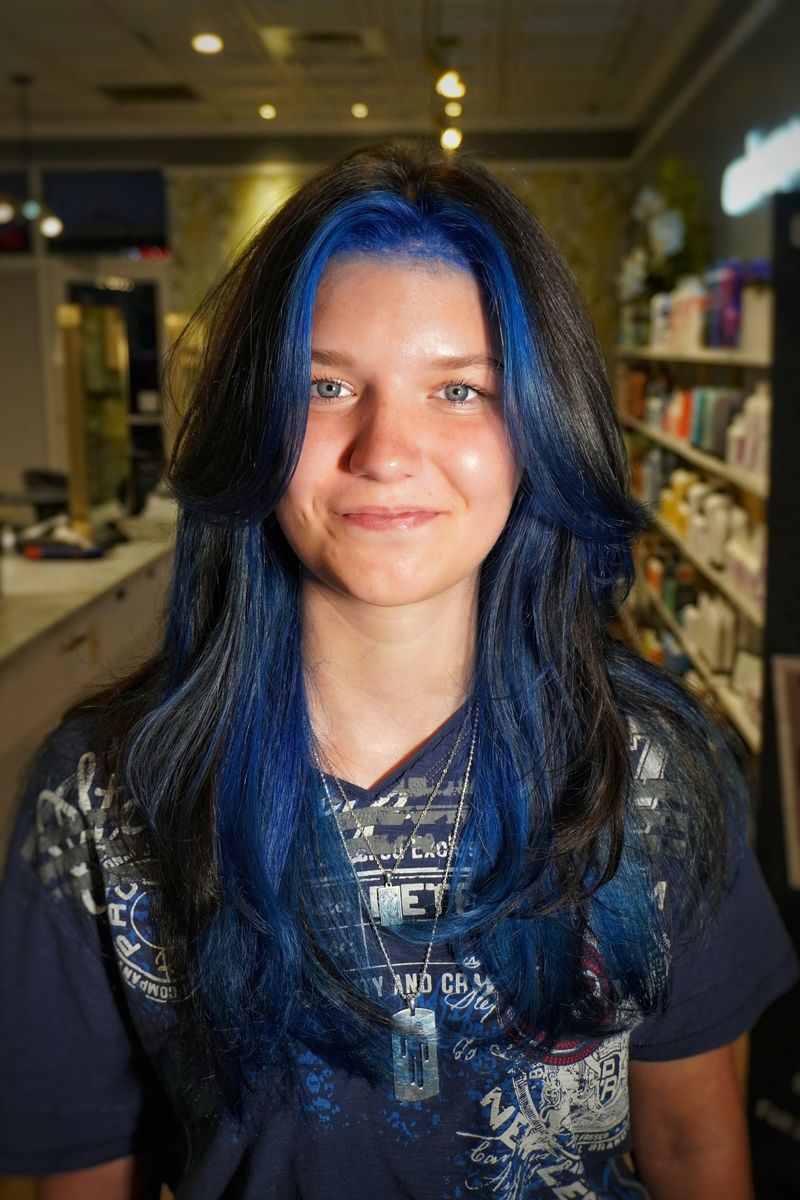 23. Midnight Blue Money Pieces with Dark Roots