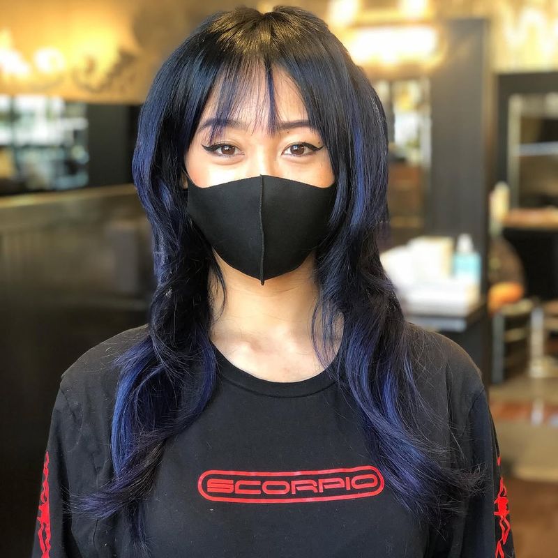 27. Midnight Blue Shag with Wispy Bangs