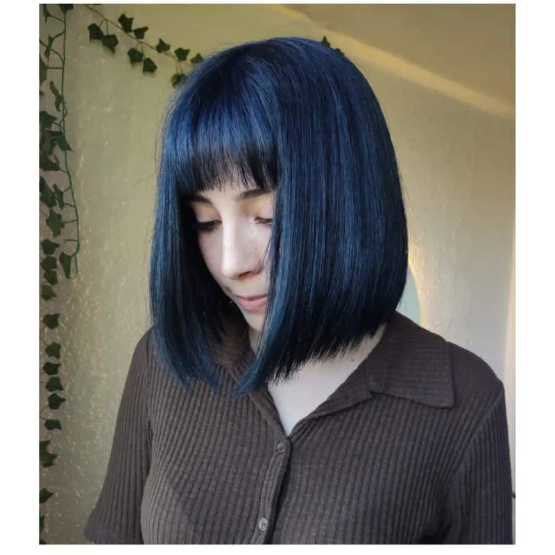 9. Midnight Blunt Bob with Bangs