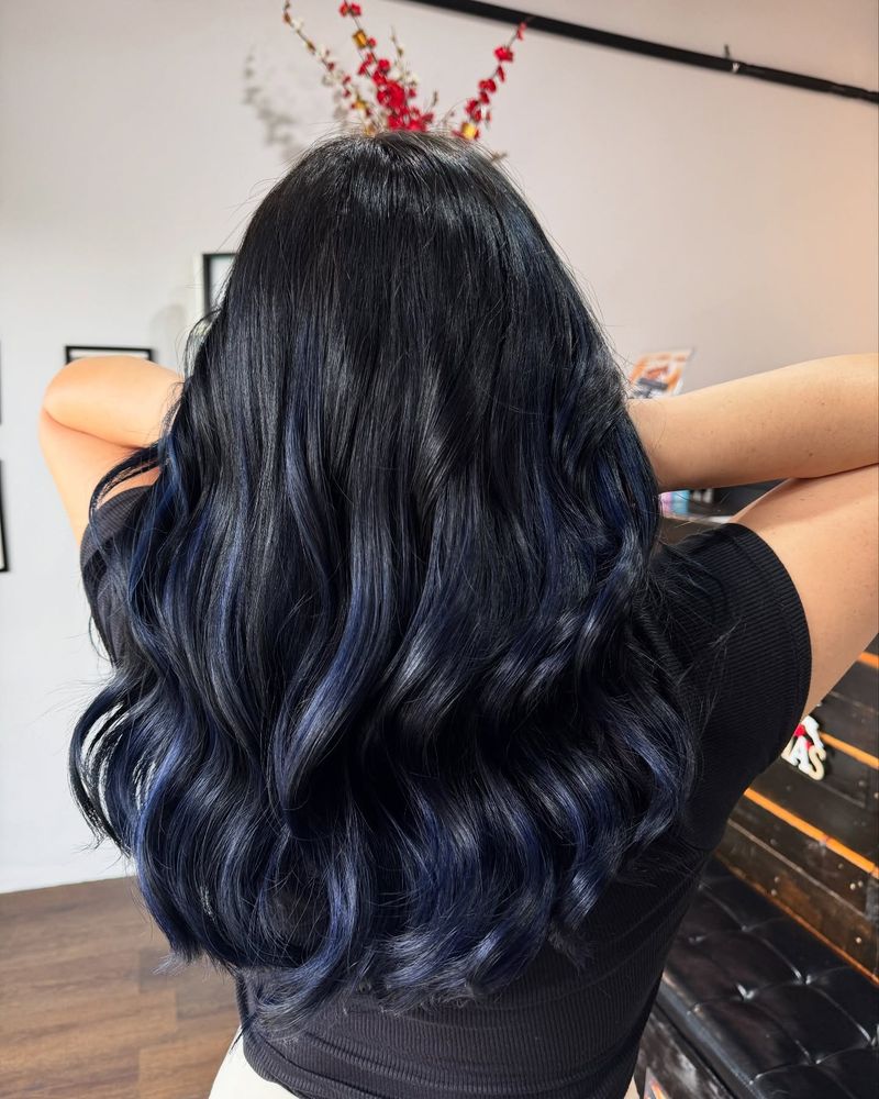 20. Navy Highlights on Dark Hair