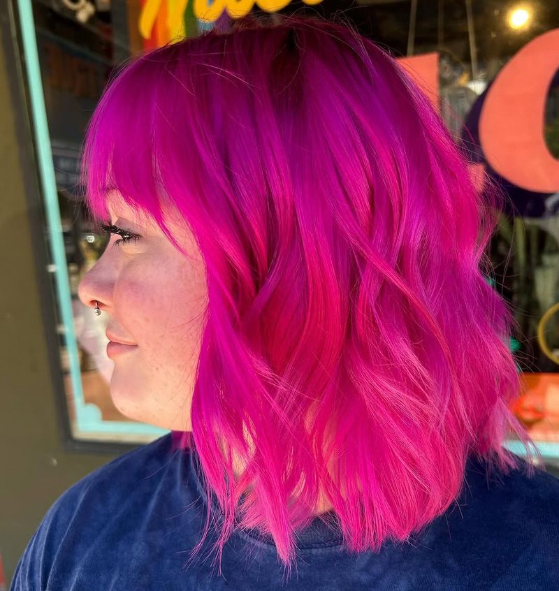2. Neon Magenta Textured Shag