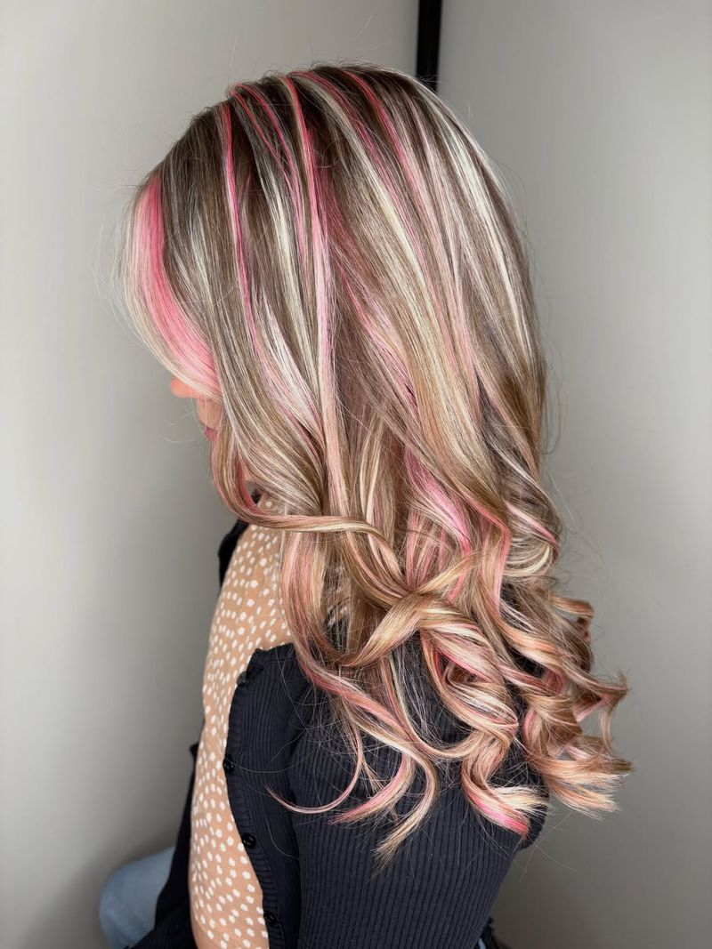 50. Neon Streaks on Ash Blonde