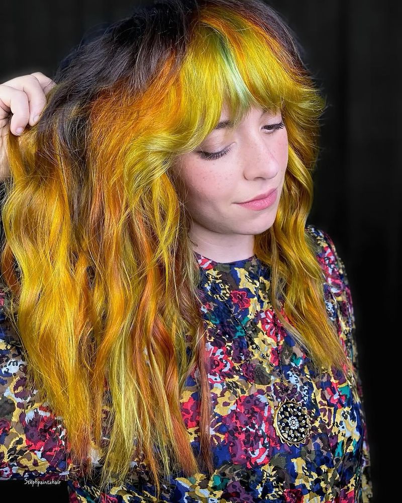 25. Neon Sunset Feathered Shag
