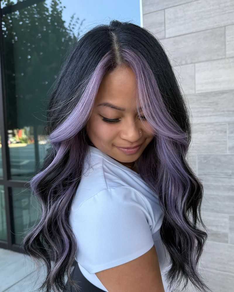 2. Pastel Lavender Face-Framing Streaks