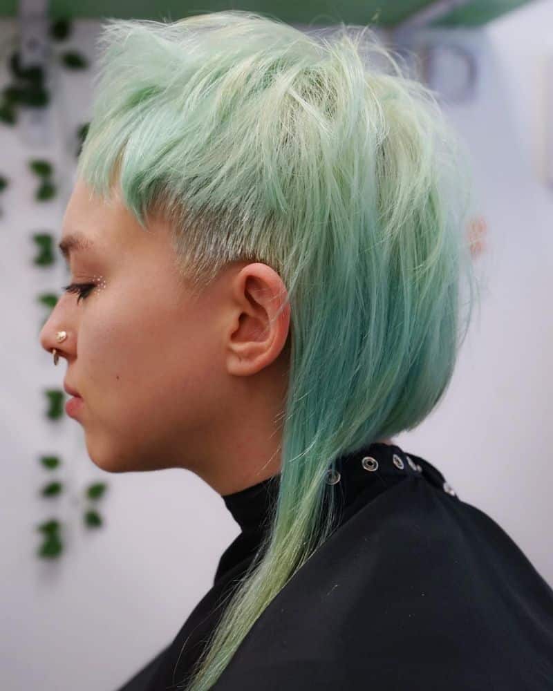 33. Pastel Mint Undercut Mullet