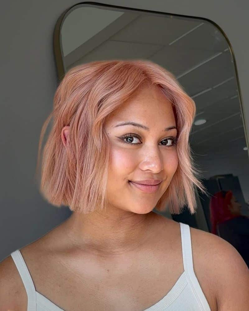 11. Pastel Peach Blunt Bob