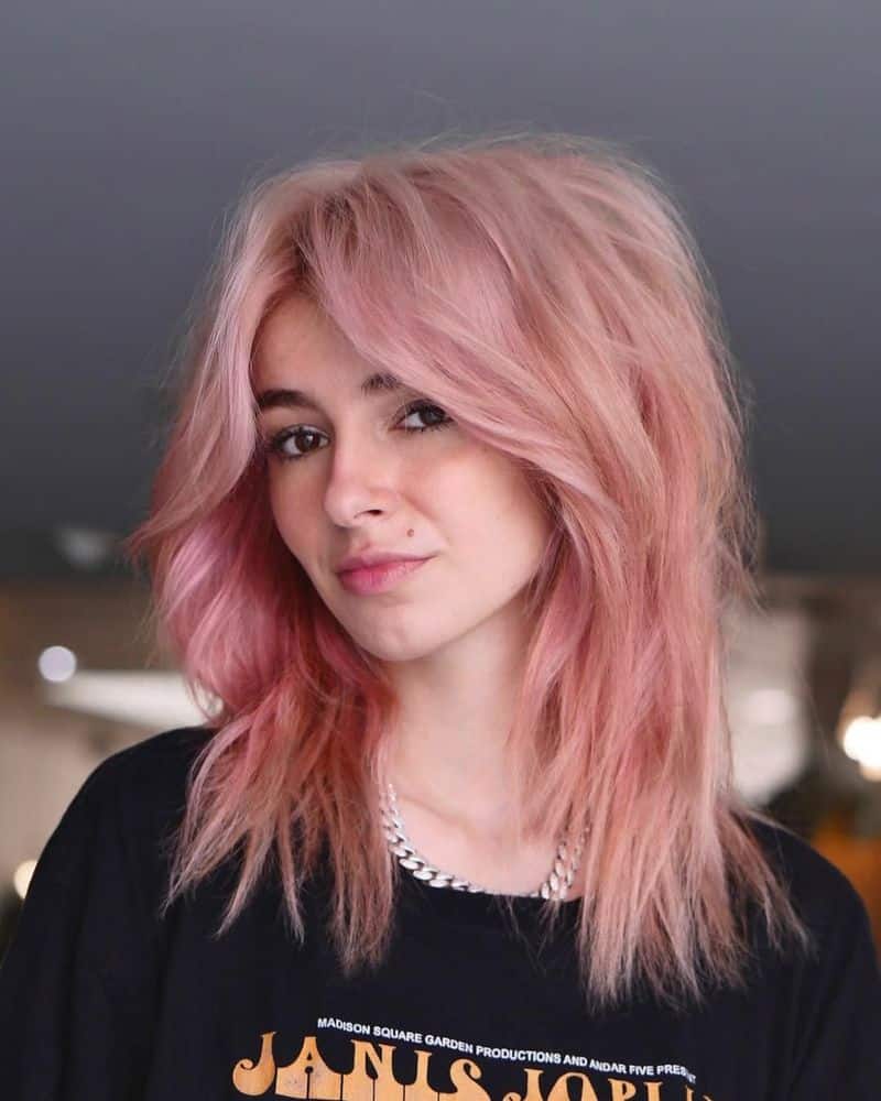 3. Pastel Pink Curtain Shag