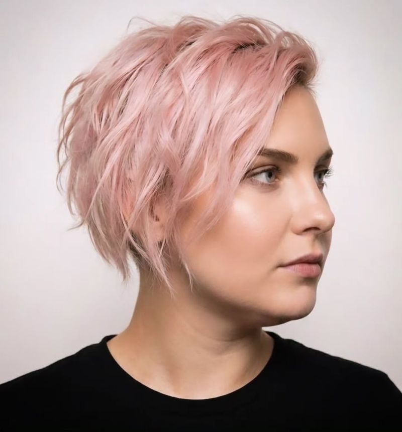 4. Pastel Pink Tousled Pixie