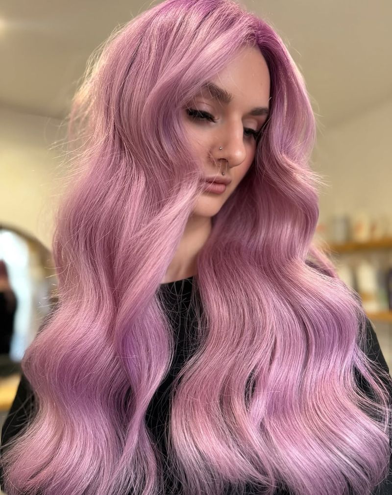 4. Pastel Waves with Curtain Bangs