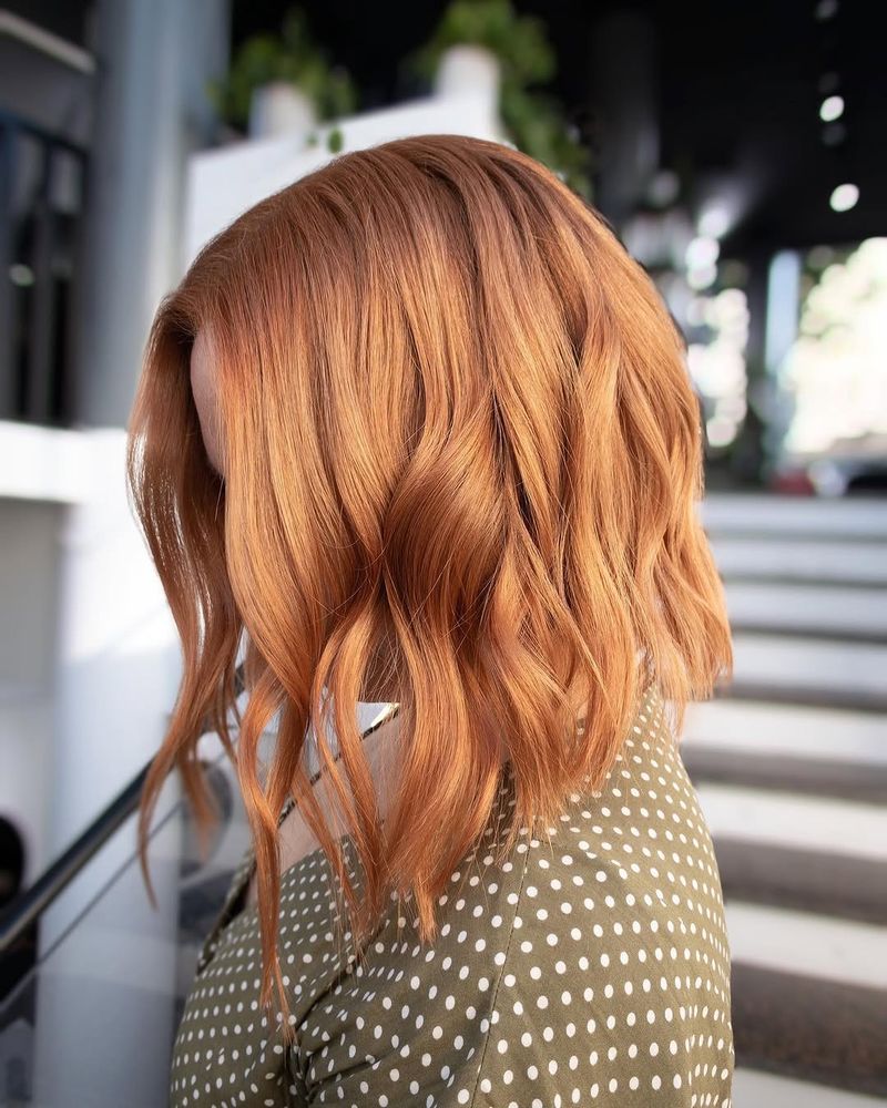 25. Peachy Copper Textured Bob
