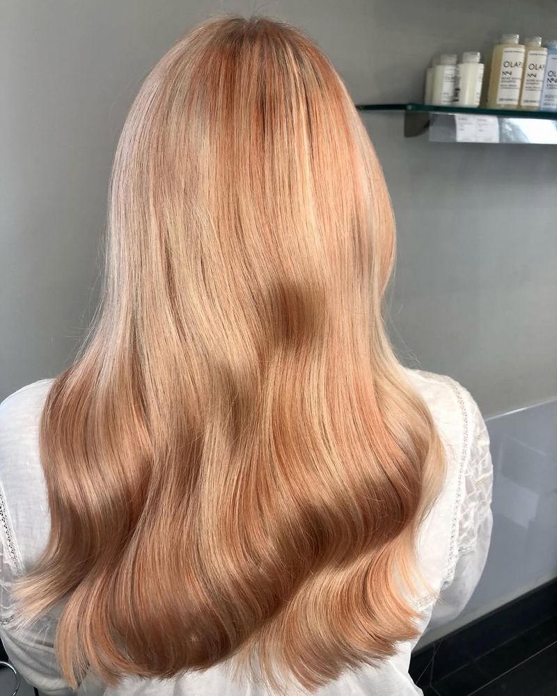 22. Peachy Highlights and Soft Waves