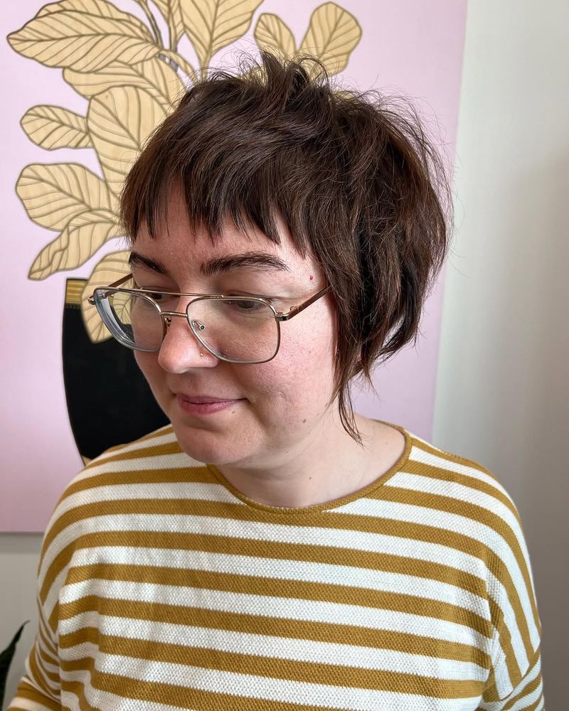 24. Piece-y Brunette Shag Crop