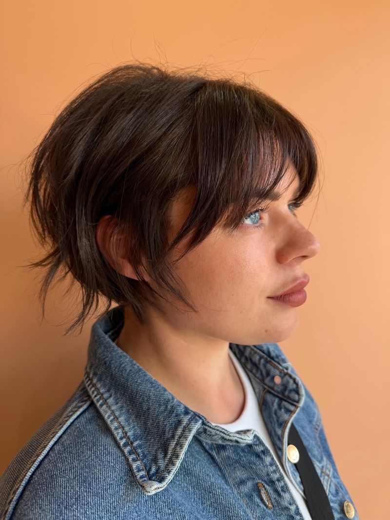3. Piecey Brunette Crop with Bangs