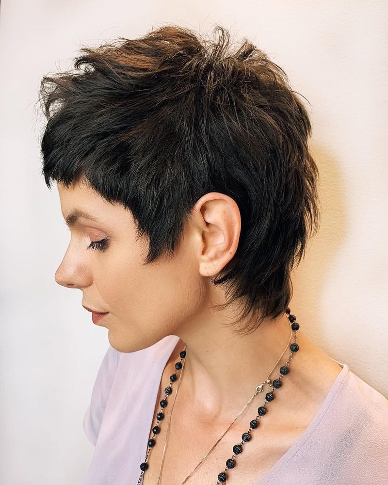 44. Piecey Dark Pixie Mullet