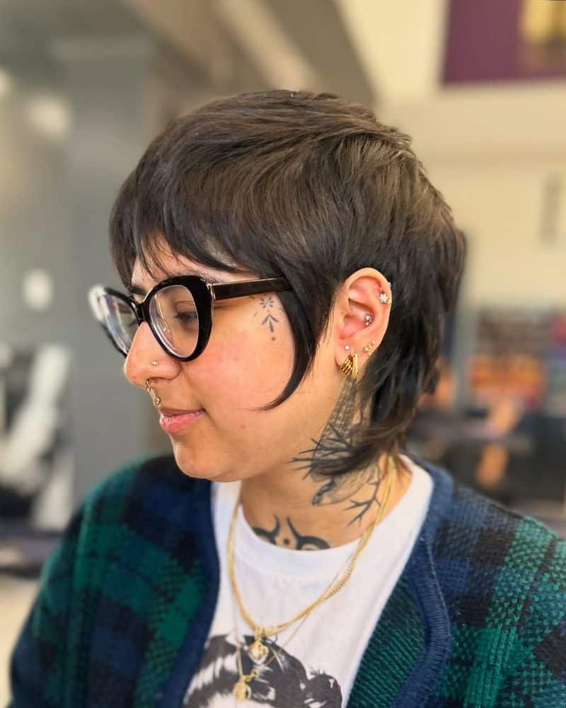 13. Piecey Dark Pixie Mullet