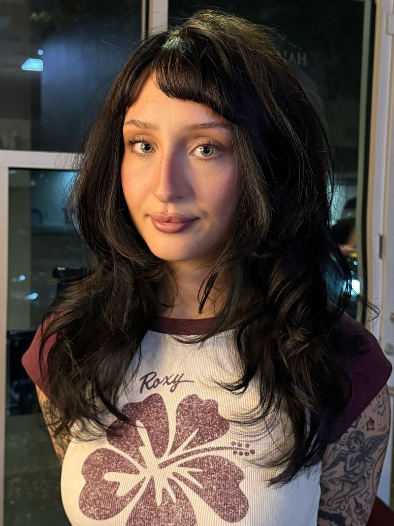 14. Piecey Dark Shag with Micro Bangs
