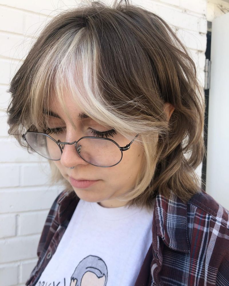 60. Platinum Bangs on Light Brown Shag