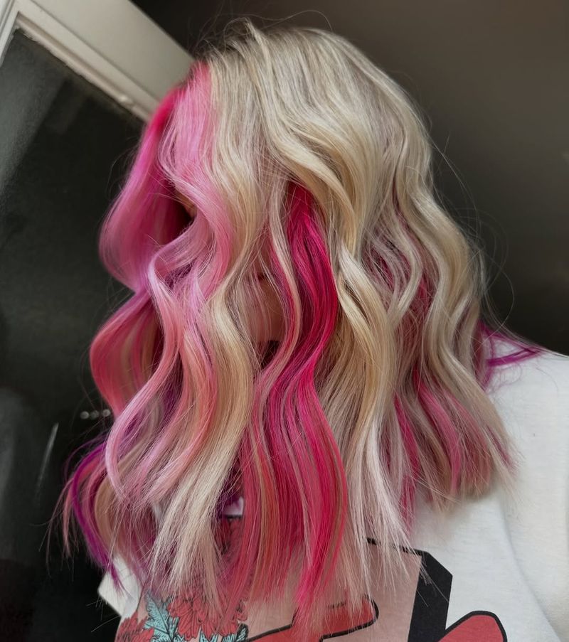 30. Platinum Base with Vivid Magenta Peekaboo Highlights