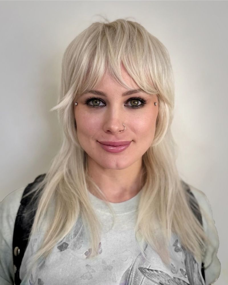 52. Platinum Blonde Butterfly Shag with Curtained Fringe
