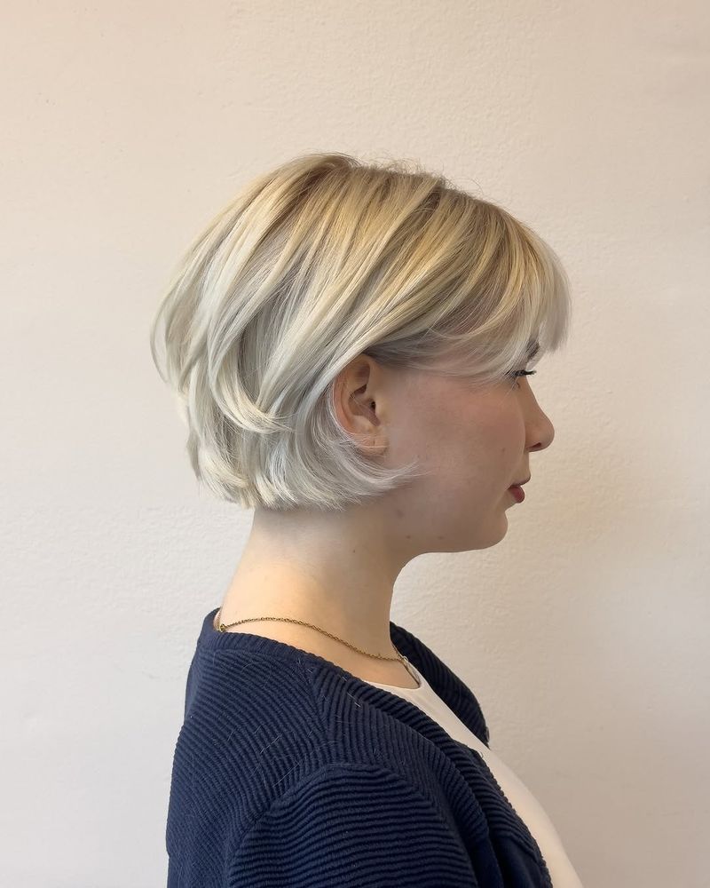 40. Platinum French Bob with Soft Layers