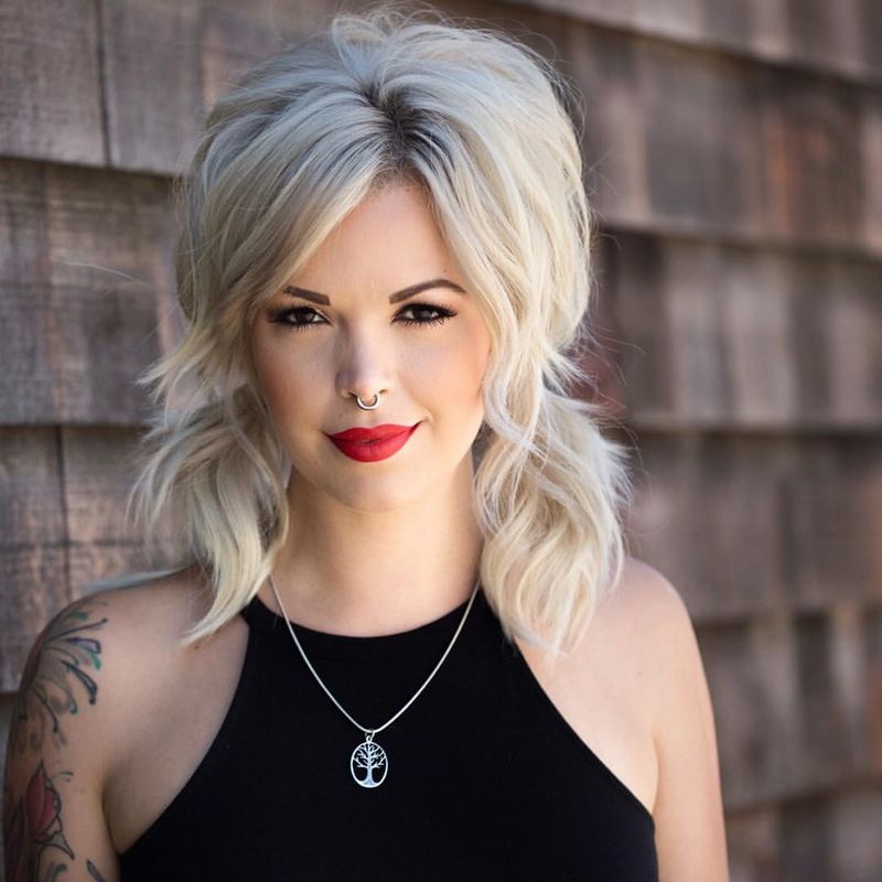 43. Platinum Shag with Low Pigtails