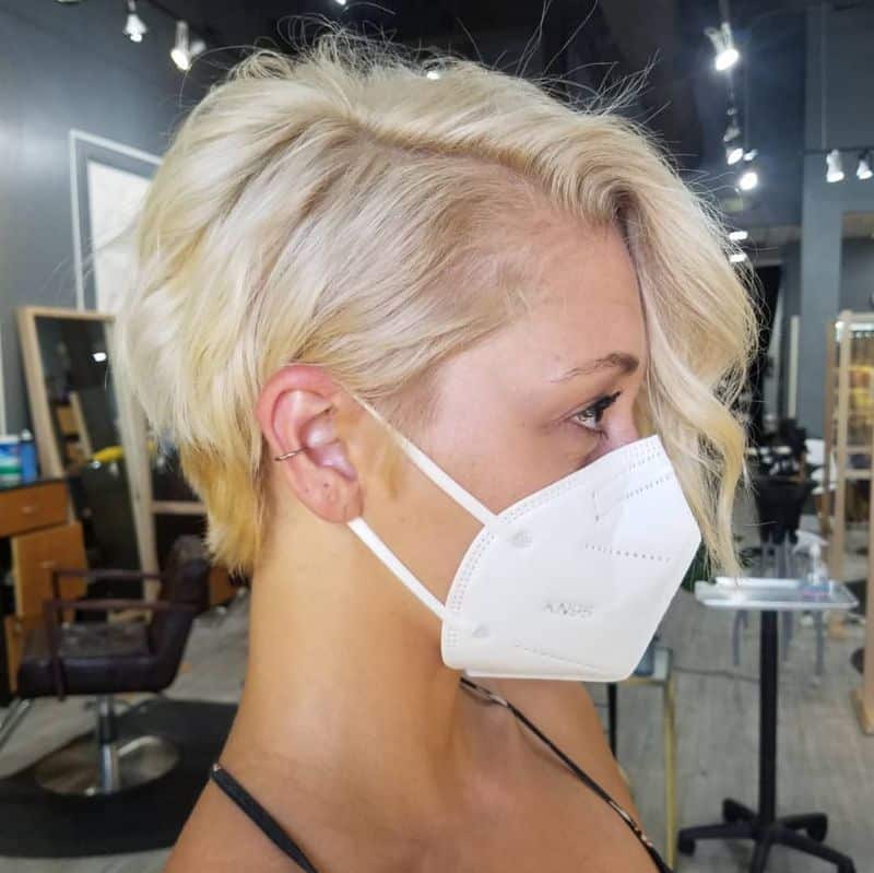 42. Platinum Side-Swept Pixie Bob