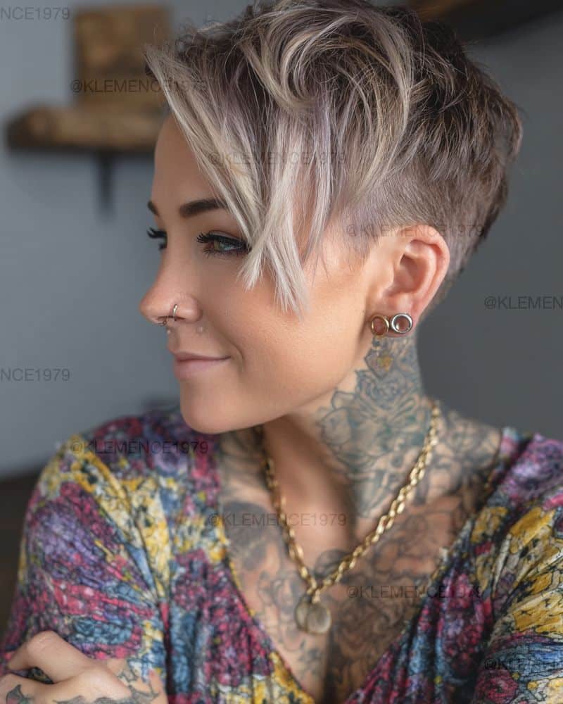 51. Platinum Top Undercut Pixie
