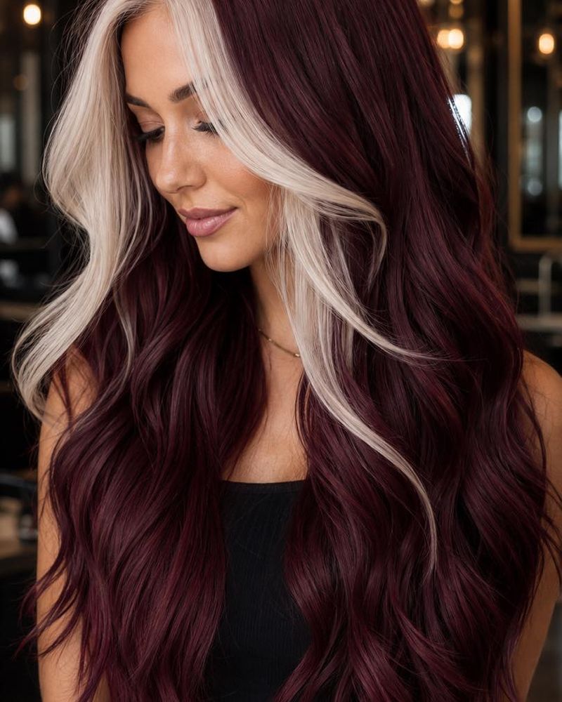 59. Platinum and Deep Burgundy Contrast