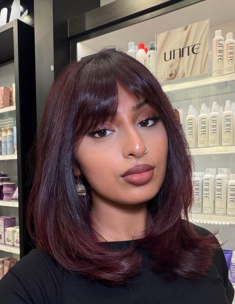 27. Plum Lob with Soft Bangs