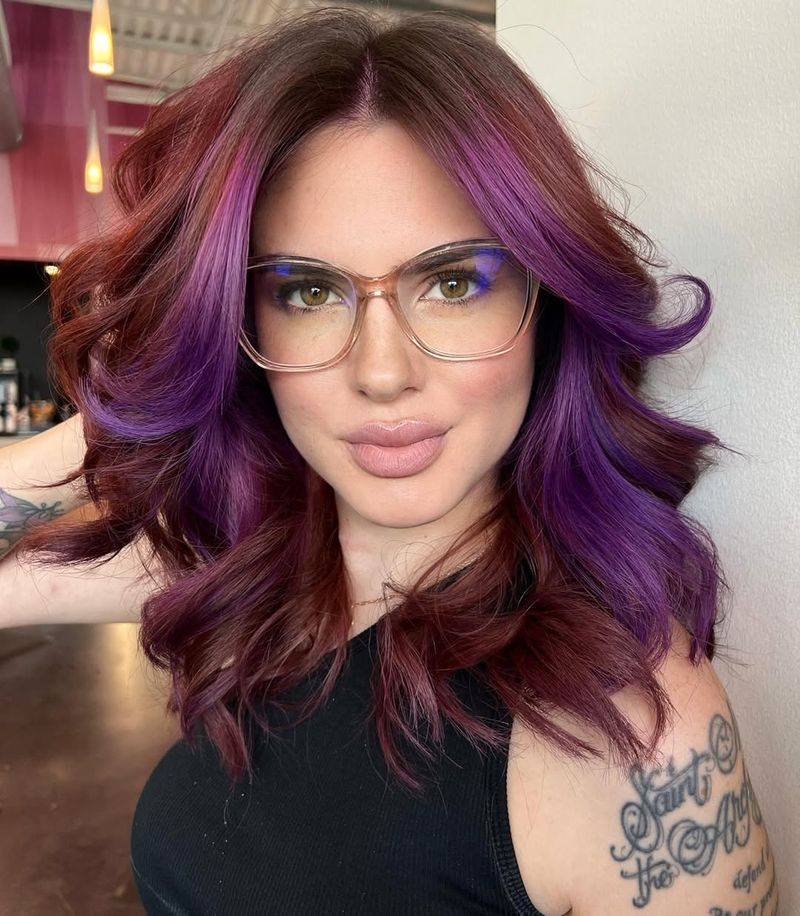 12. Plum Money Pieces on Burgundy Waves
