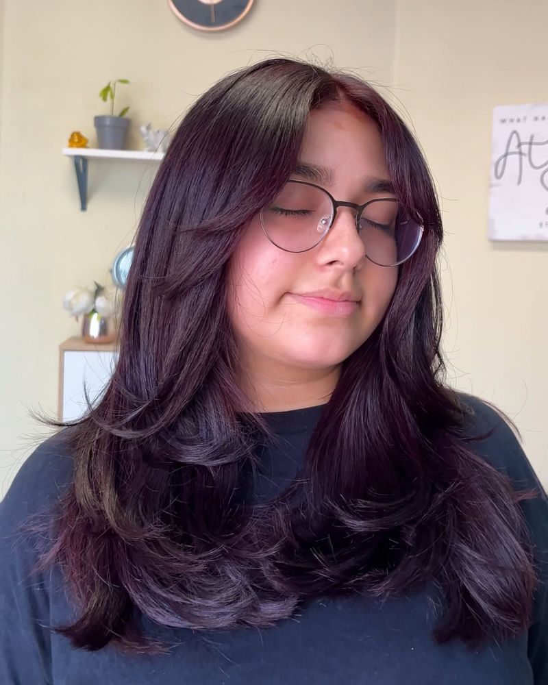 5. Plum-Toned Blowout Layers