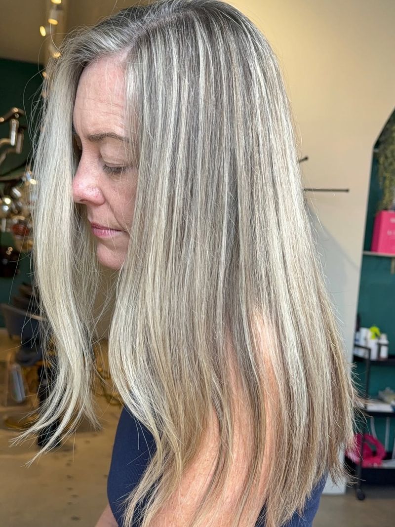 49. Polished Silver Highlights on Long Hair